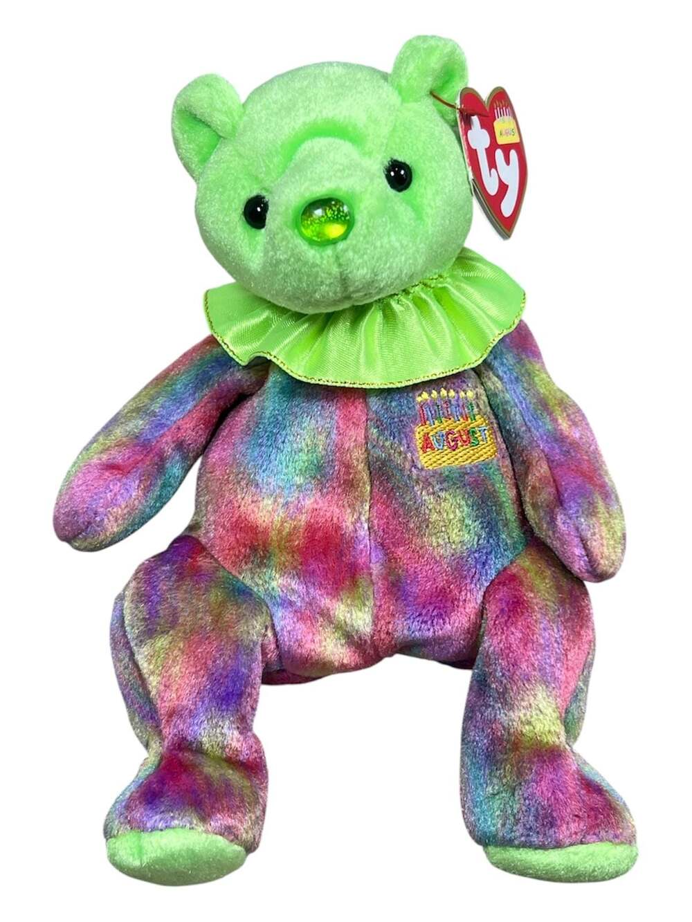 Ty Birthday Beanies Collection August Peridot Birthstone Birthday Bear Plush